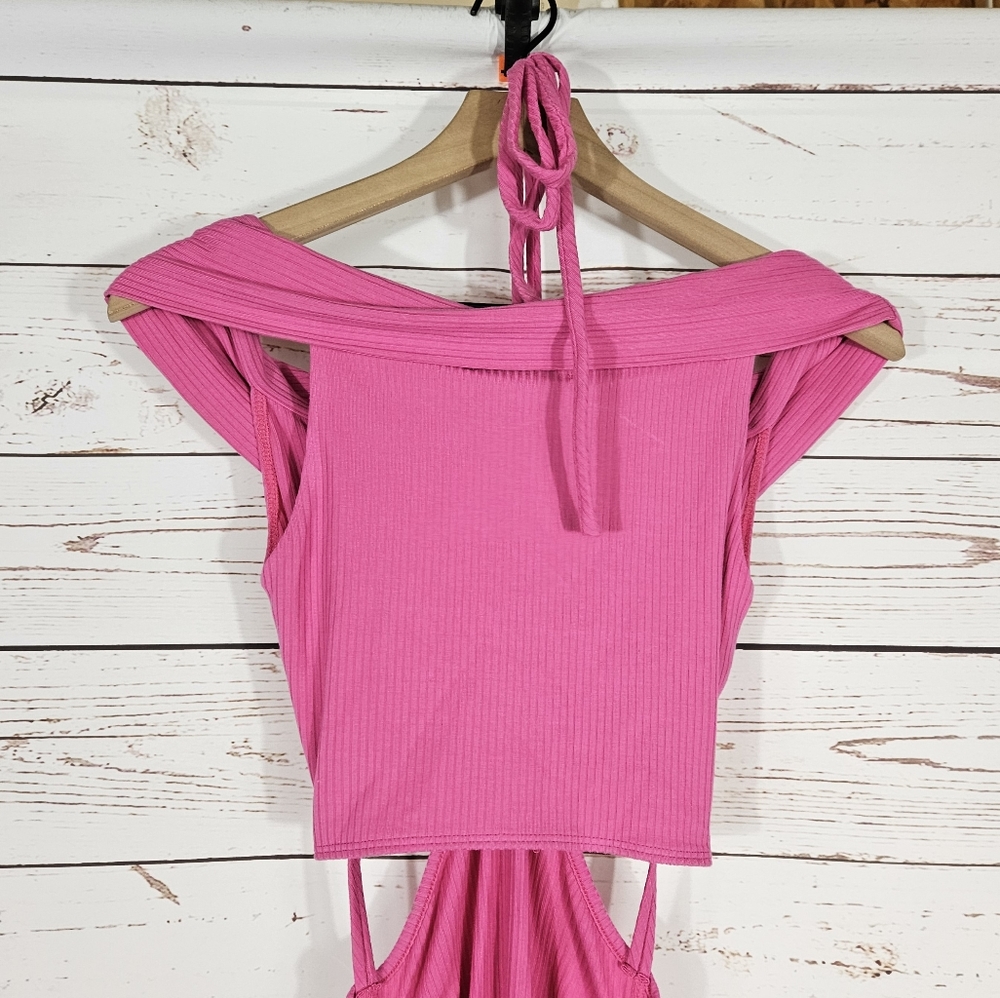 Jonathan Simkhai | Akane Pink Ribbed Knit Cutout Shaping Dress NWT - Picture 6 of 8